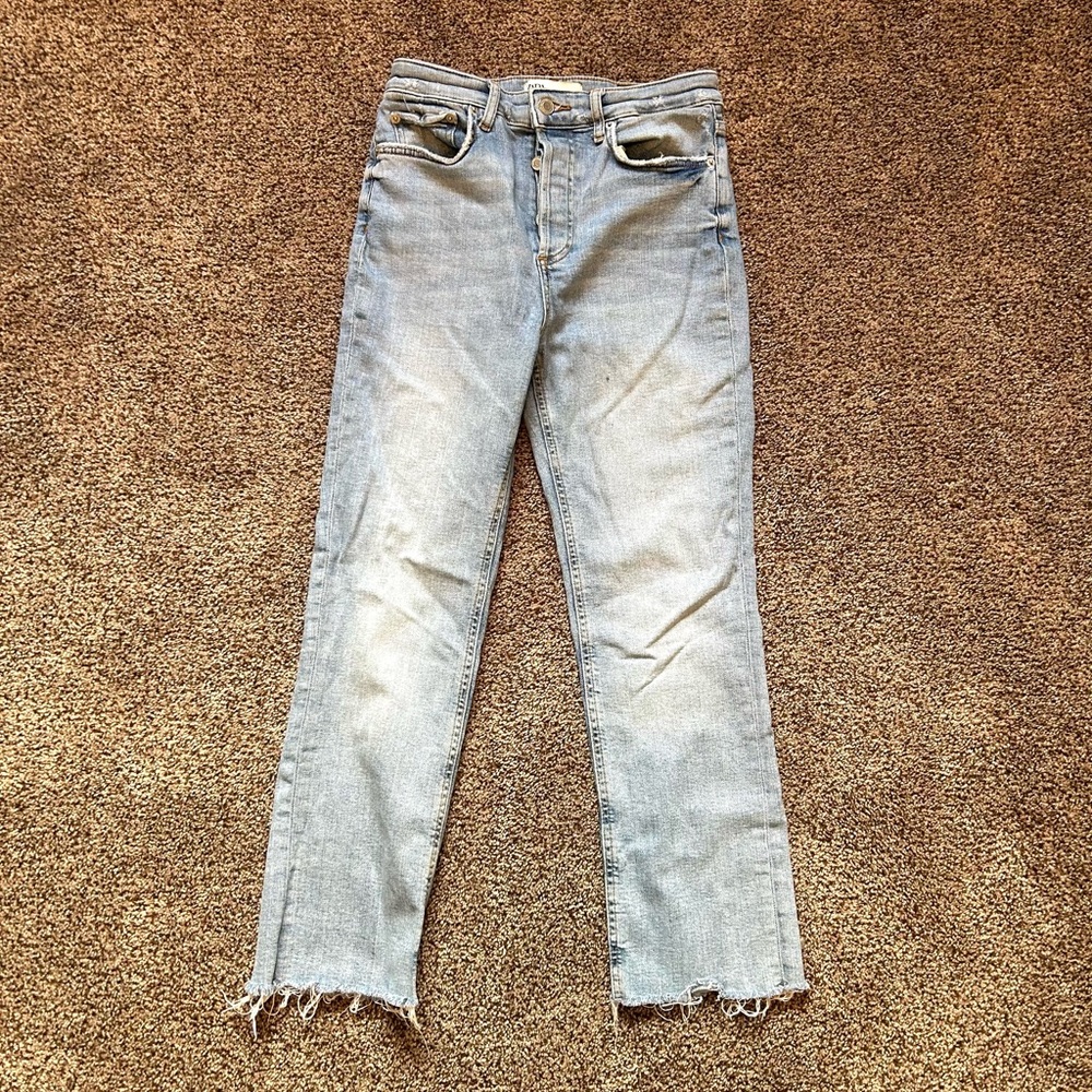 Zara High Rise Button Fly Jeans